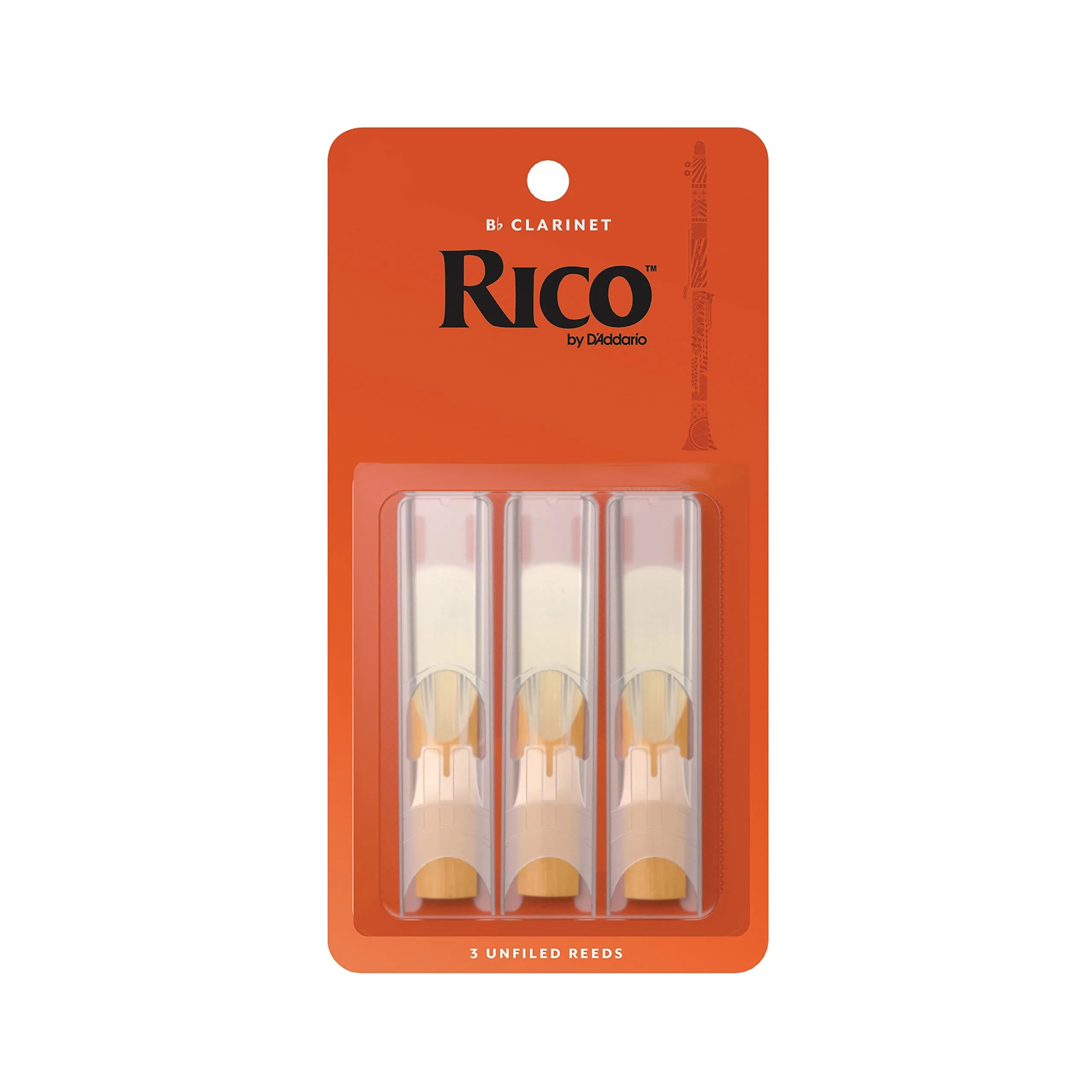D’Addario Woodwinds Rico Bb Clarinet Reeds Strength 1.5 | Easy Play, Unfiled Cut, 3-pack - main product image