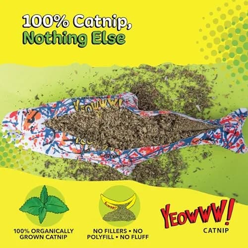 Yeowww! Catnip Pollock Fish Kicker Toy 25 cm (10 in) | 100% Organic Catnip Stuffed thumbnail 2