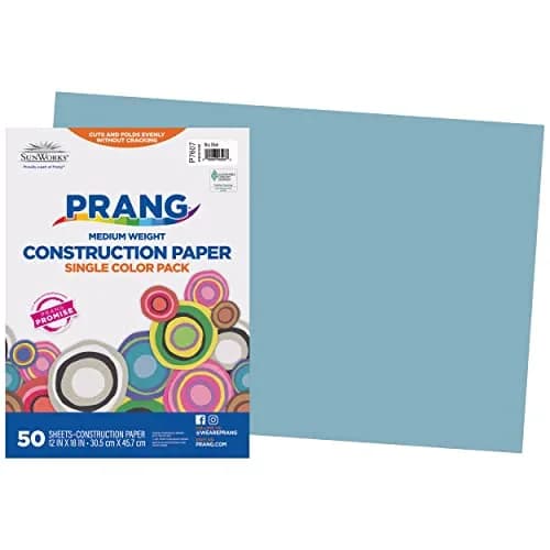 Prang Heavyweight Construction Paper, Sky Blue, 12" x 18", 50 Sheets | Acid-Free Paper for Crafts thumbnail 1