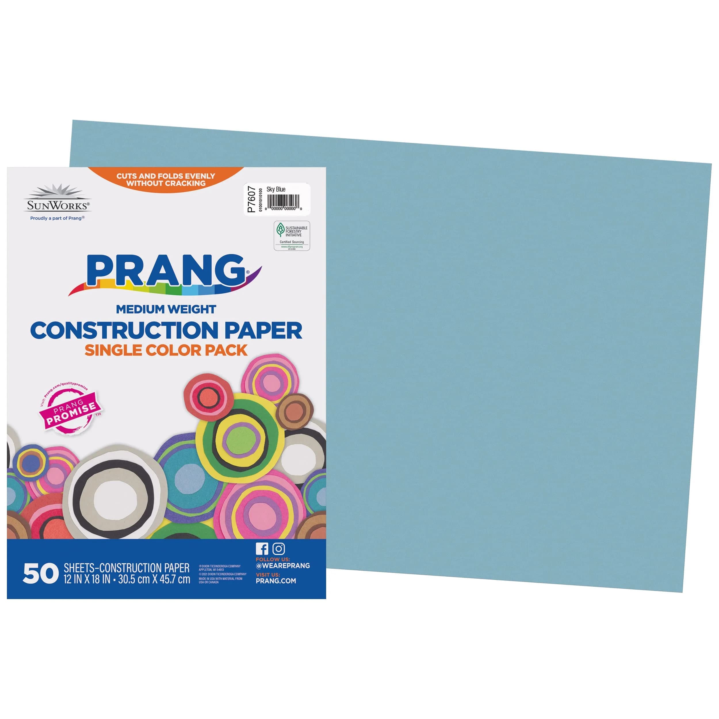 Prang Heavyweight Construction Paper, Orange, 12" x 18", 50 Sheets | Smooth Textured Art Paper — Sky Blue / 50 Sheets