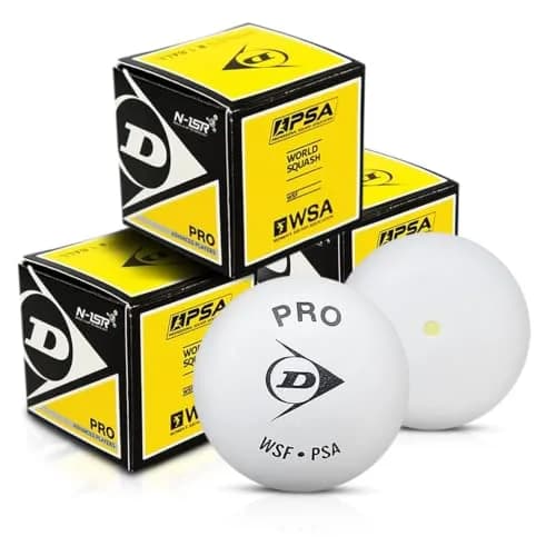 Dunlop White Pro Squash Balls - 3 Pack (40mm) | Official Ball for Gallery Courts thumbnail 1