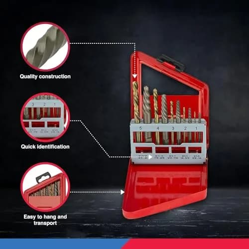 NEIKO Screw-Extractor & Left-Hand Drill Bit Set, 10 Piece | Remove Broken Screws & Bolts with Ease thumbnail 4