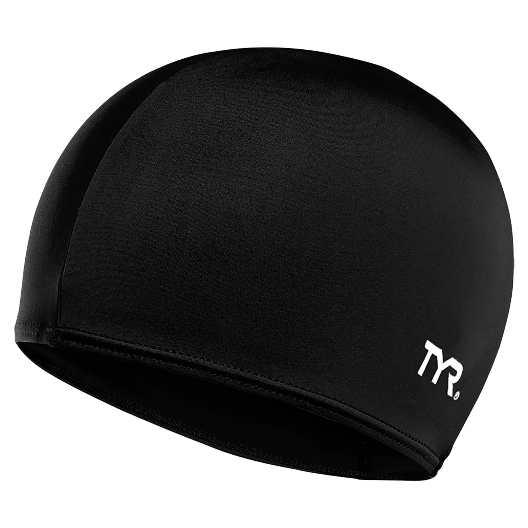 TYR Lycra Fiber Adult Swim Cap for Women and Men - Recreational and Training Cap with UPF 50+ Sun Protection (Black, One Size) - main product image