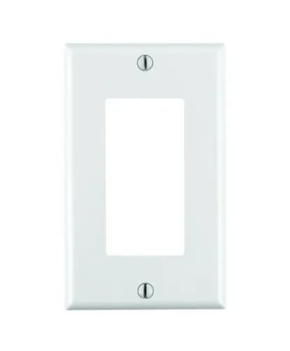Leviton 1-Gang Decora/GFCI Wallplate, Standard Size, Thermoset, White | Heavy-Duty, High-Dielectric Cover thumbnail 1