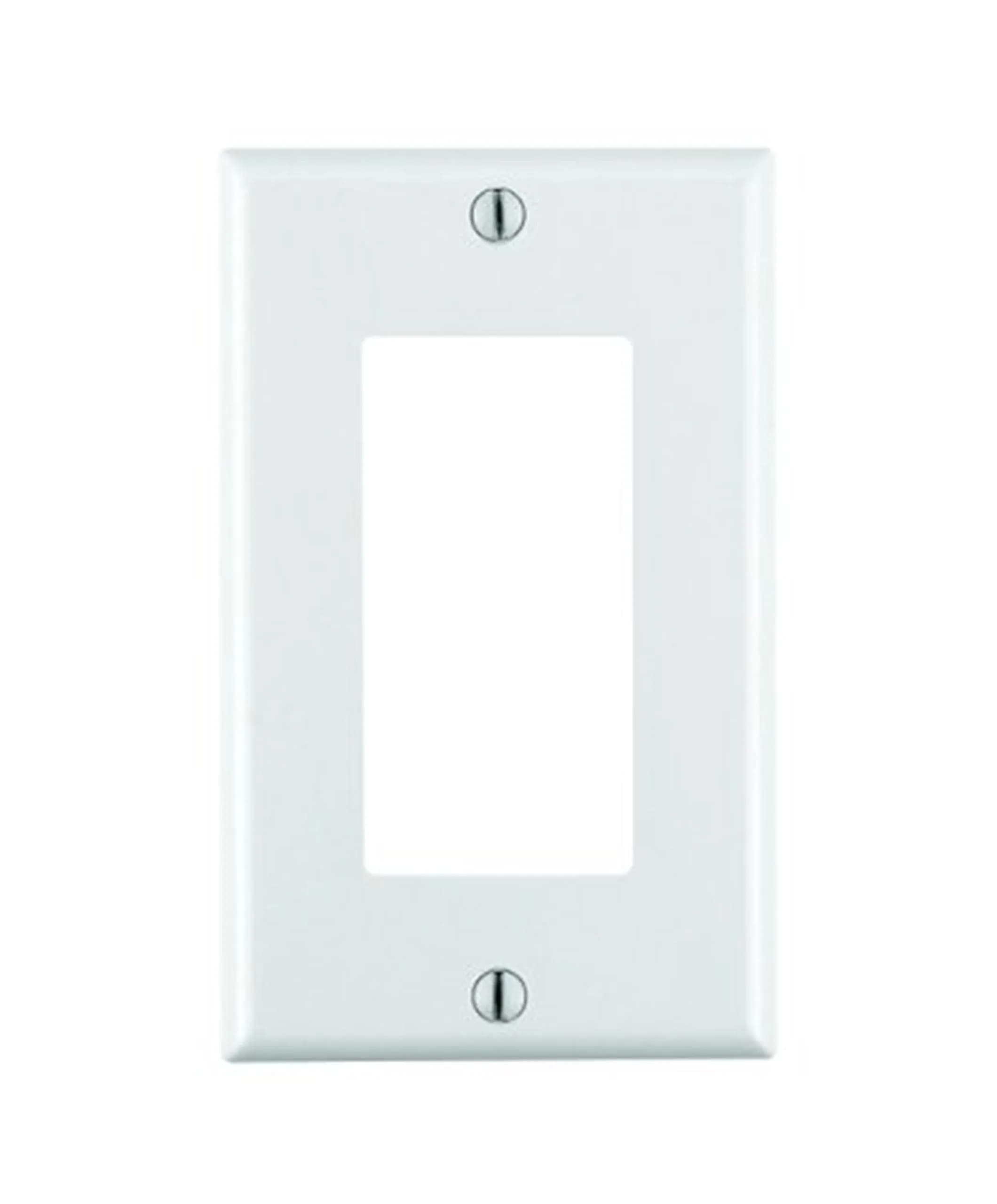 Leviton 1-Gang Decora/GFCI Wallplate, Standard Size, Thermoset, White | Heavy-Duty, High-Dielectric Cover - main product image
