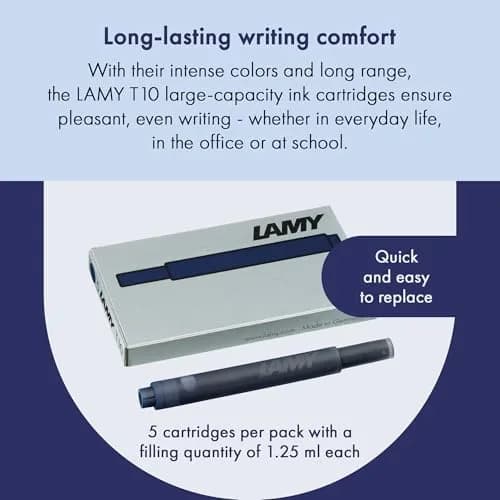 Lamy T10 Ink Cartridges 1.25 ml Blue-Black | Large Capacity for All Lamy Fountain Pens thumbnail 3