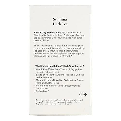Health King Stamina Herb Tea, Teabags, 20 Count Box | Natural Energy & Relaxation thumbnail 4
