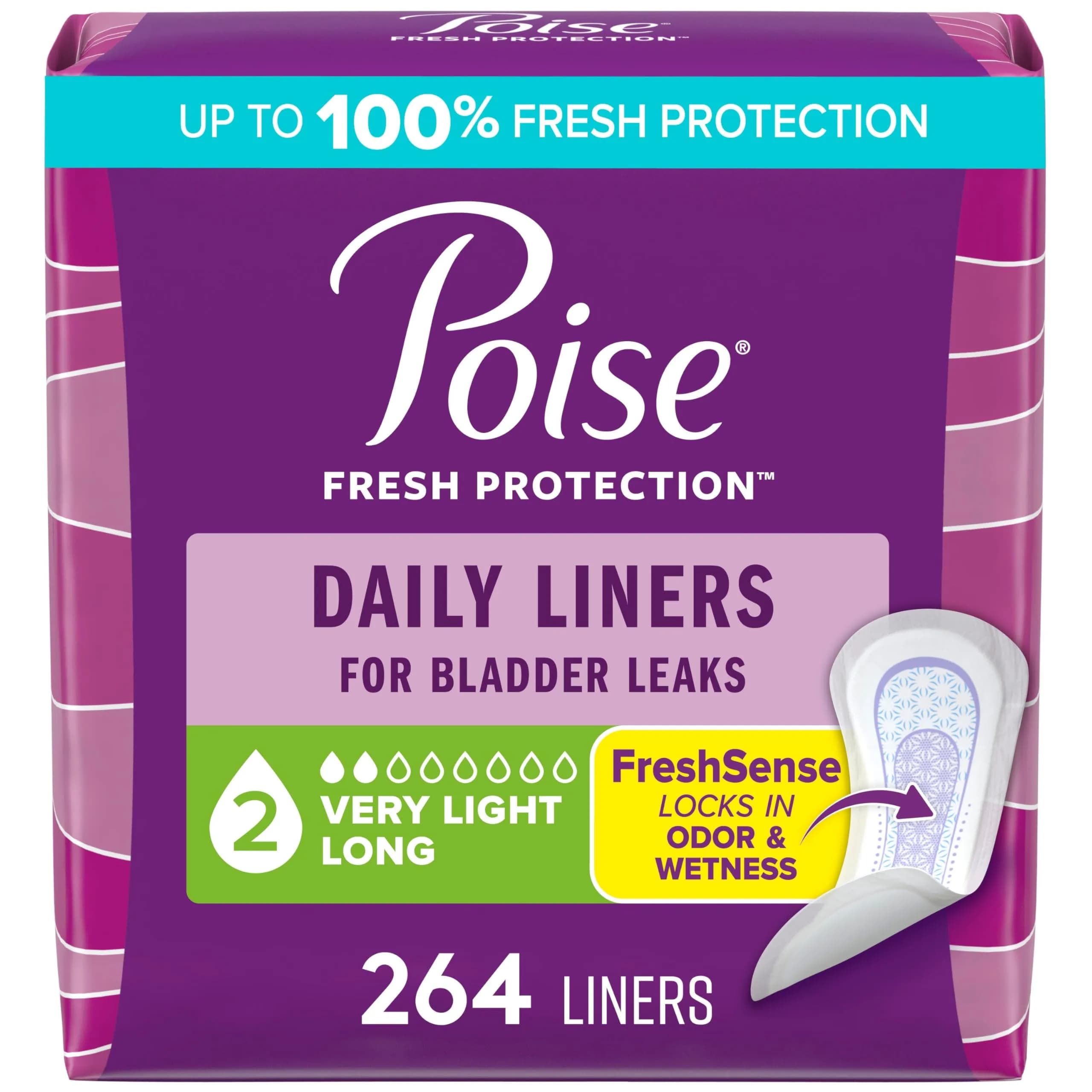 Poise Daily Microliners Incontinence Panty Liners 50 Count | 10x Drier Than Leading Feminine Care Liner — White