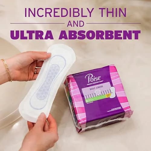 Poise Daily Liners for Bladder Leaks, Very Light Absorbency, Long Length, 264 Count | Odor Control & 25x Drier Protection thumbnail 6