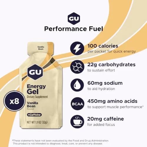 GU Energy Original Vanilla Bean Energy Gel 1 Fl Oz (32ml) | Vegan, Gluten-Free, Dual-Source Energy thumbnail 2