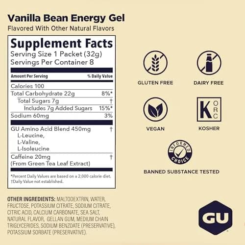 GU Energy Original Vanilla Bean Energy Gel 1 Fl Oz (32ml) | Vegan, Gluten-Free, Dual-Source Energy thumbnail 3