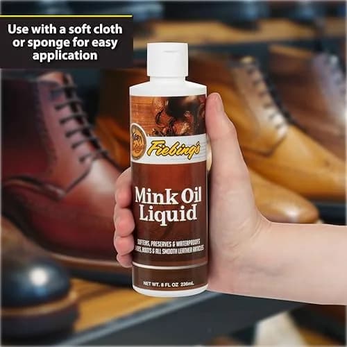 Fiebing's Liquid Mink Oil for Leather Boots 8 oz | Waterproof Leather Conditioner & Cleaner thumbnail 5