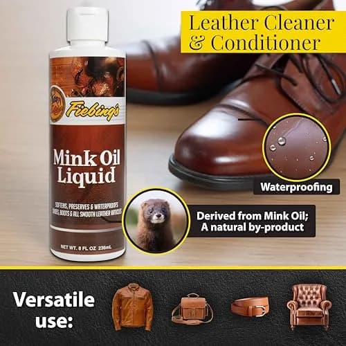Fiebing's Liquid Mink Oil for Leather Boots 8 oz | Waterproof Leather Conditioner & Cleaner thumbnail 3