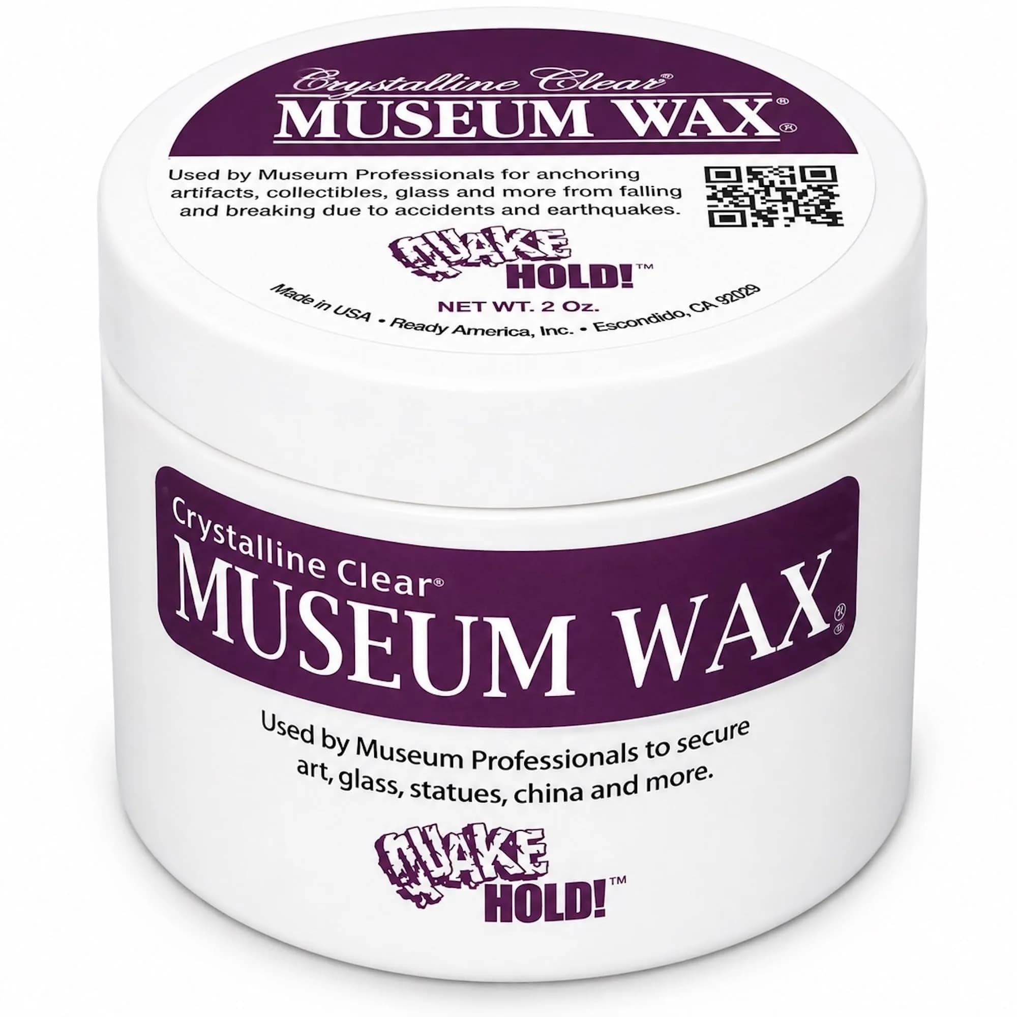 QuakeHold! Museum Wax Clear Adhesive 2 oz (56.7 g) | Secure Antiques & Collectibles - main product image
