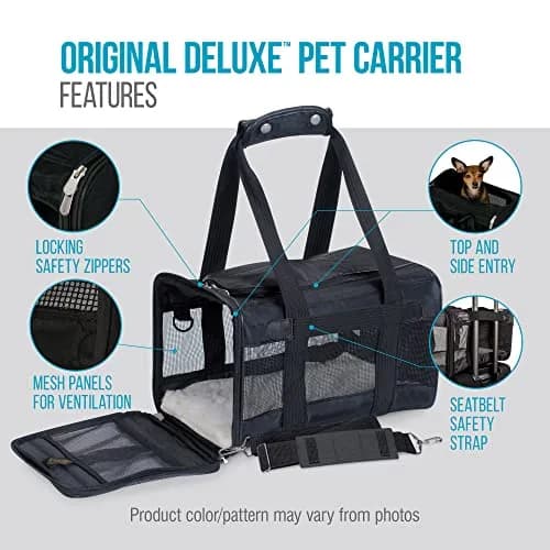 Sherpa Original Deluxe Travel Pet Carrier, Airline Approved & Guaranteed On Board - Black, Medium thumbnail 7