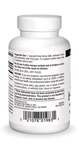 Source Naturals L-Tryptophan 500mg | Supports Restful Sleep & Mood thumbnail 2