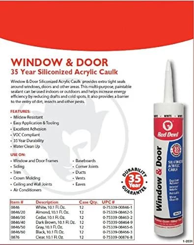 Red Devil Window & Door Siliconized Acrylic Caulk 10.1 oz | Paintable, Energy-Efficient Sealant for Indoors & Outdoors thumbnail 3