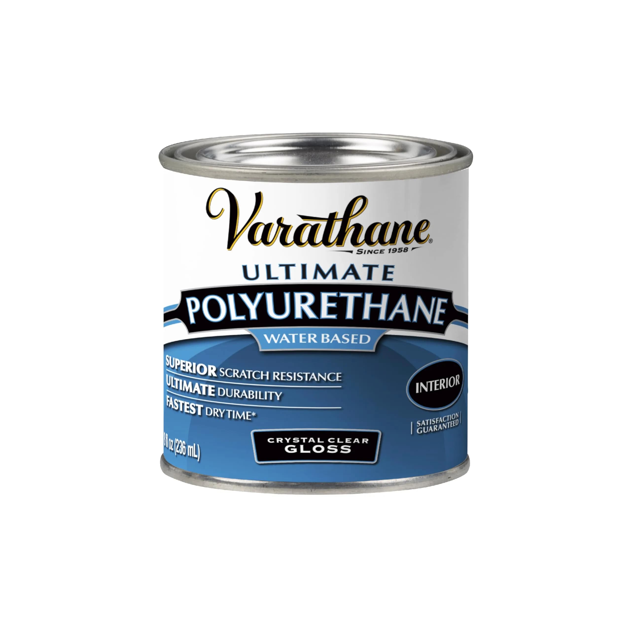 Varathane Water-Based Ultimate Satin Polyurethane 236ml (0.25 Quart) | Crystal Clear Interior Wood Protection — Half Pint
