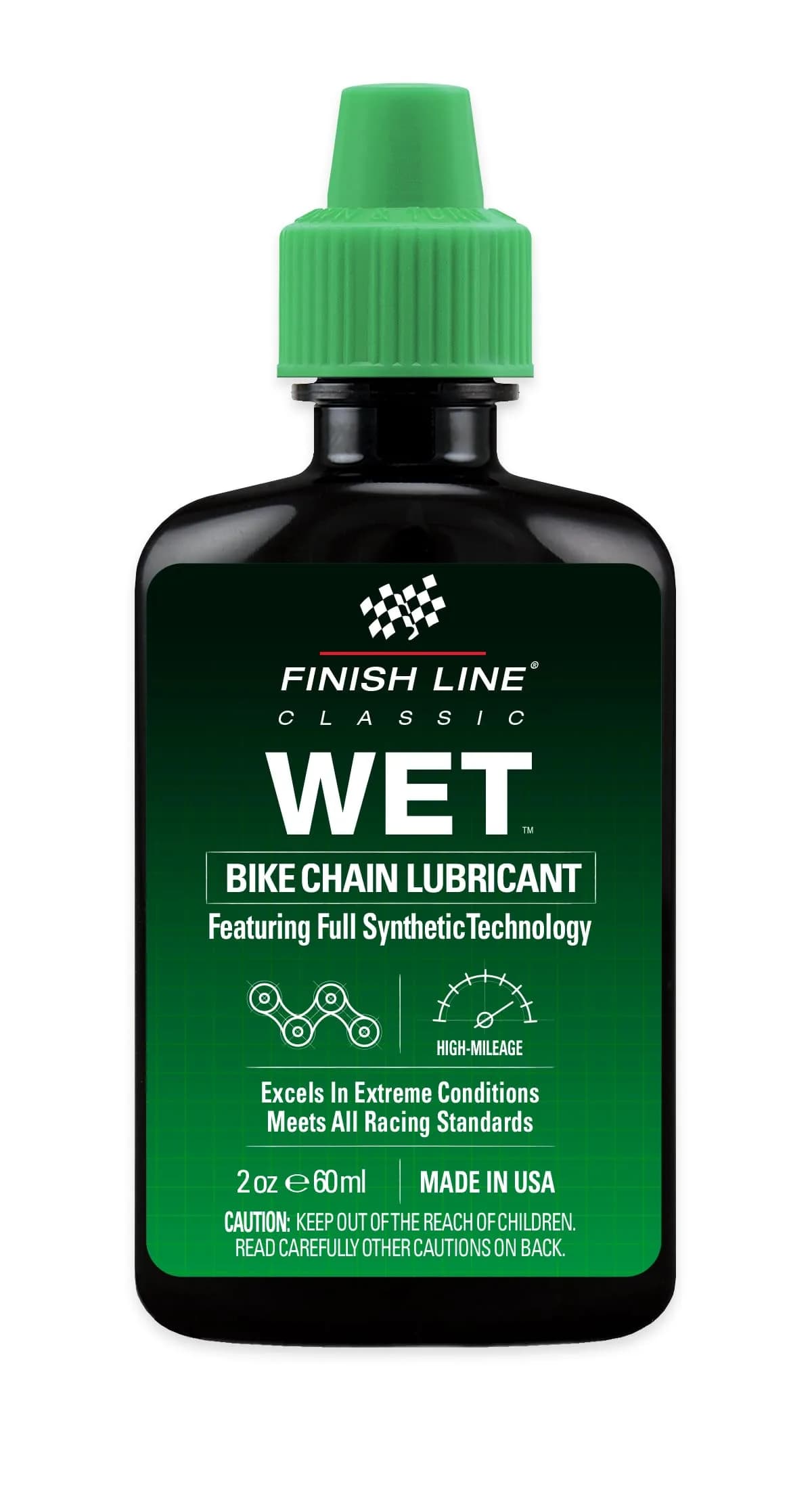 Finish Line Wet Bicycle Chain Lubricant 118ml (4 fl oz) | Maximum Water Resistance for Extreme Conditions — 2 oz