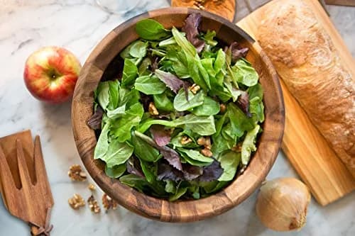 Ironwood Gourmet Acacia Wood Salad Bowl, Large 30.48cm (12") x 13.97cm (5.5") Salinas Fruit & Salad Bowl | Handcrafted Natural Wood Centerpiece thumbnail 3