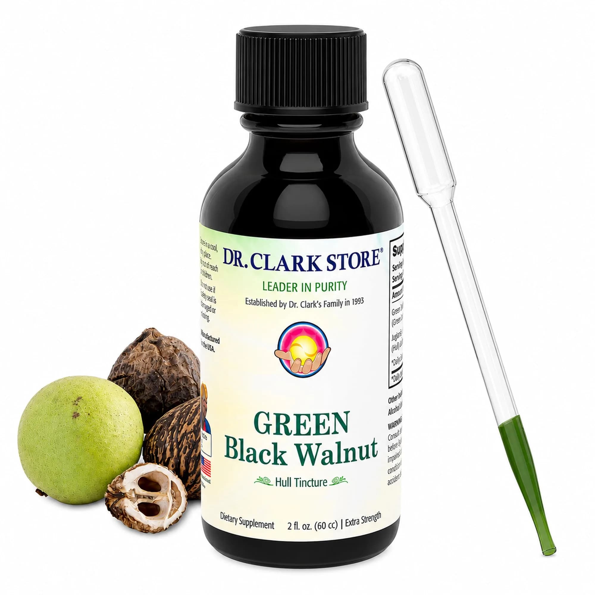 Dr Clark Store Green Black Walnut Hull Tincture 60ml (2 Fl Oz) | Supports Intestinal Microbial Balance — 2 Fl Oz