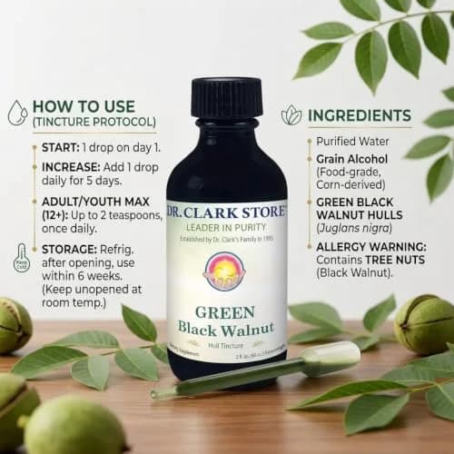 Dr Clark Store Green Black Walnut Hull Tincture 60ml (2 Fl Oz) | Supports Intestinal Microbial Balance thumbnail 4