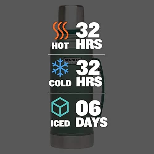 Stanley Heritage Classic Vacuum Bottle with Handle 2 qt (1.89 L) | Leakproof Cup Lid | Keep Drinks Hot or Cold for Travel | Insulated Stainless Steel Thermal Bottle | Hammertone Green thumbnail 4