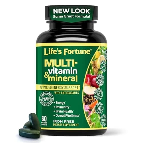 Life's Fortune Whole Food Multivitamin & Mineral Supplement for Men & Women | 60 Vegetarian Tablets | Energy, Immunity & Brain Support thumbnail 1