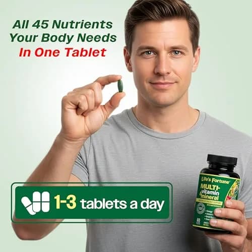Life's Fortune Whole Food Multivitamin & Mineral Supplement for Men & Women | 60 Vegetarian Tablets | Energy, Immunity & Brain Support thumbnail 5