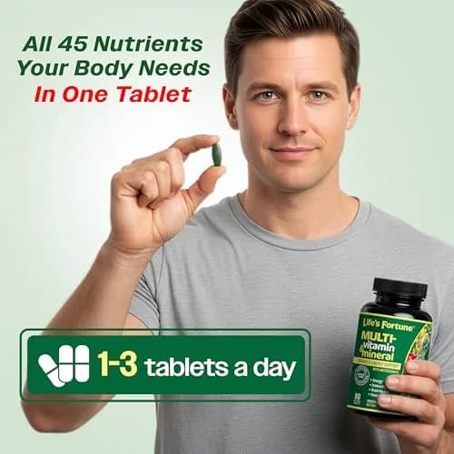 Life's Fortune Whole Food Multivitamin & Mineral Supplement for Men & Women – Energy Support Vitamins for Immune, Brain & Metabolism Support – Iron Free, 180 Vegetarian Tablets | Supports Daily Wellness & Vitality thumbnail 5