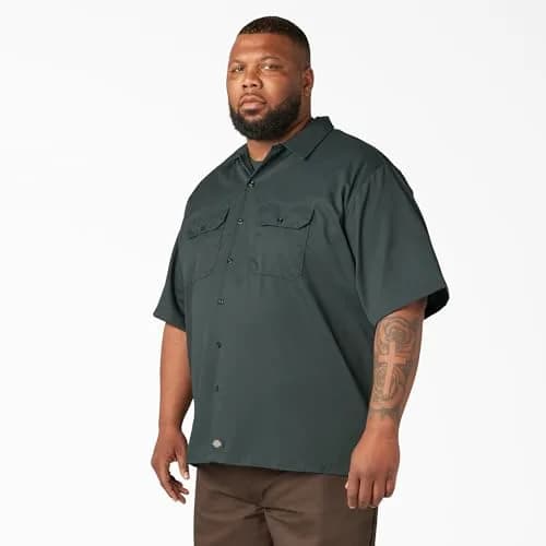 Dickies Men's Short-Sleeve Work Shirt, Hunter Green, Small | Moisture-Wicking Cotton-Poly Blend thumbnail 8