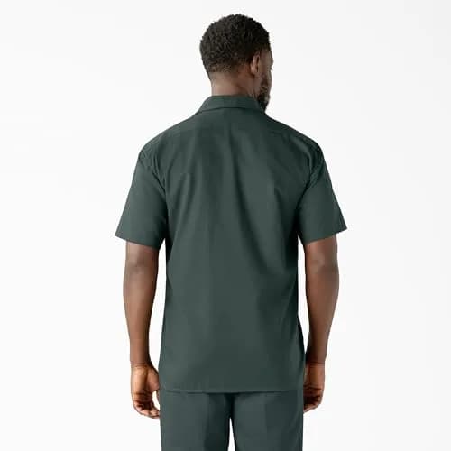 Dickies Men's Short-Sleeve Work Shirt, Hunter Green, Small | Moisture-Wicking Cotton-Poly Blend thumbnail 2
