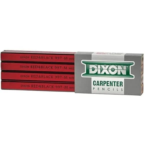 Dixon Woodcase Flat Carpenter's Pencil Medium Red Dozen | Long-Lasting, Smooth Black Marking (70-120 chars) thumbnail 1