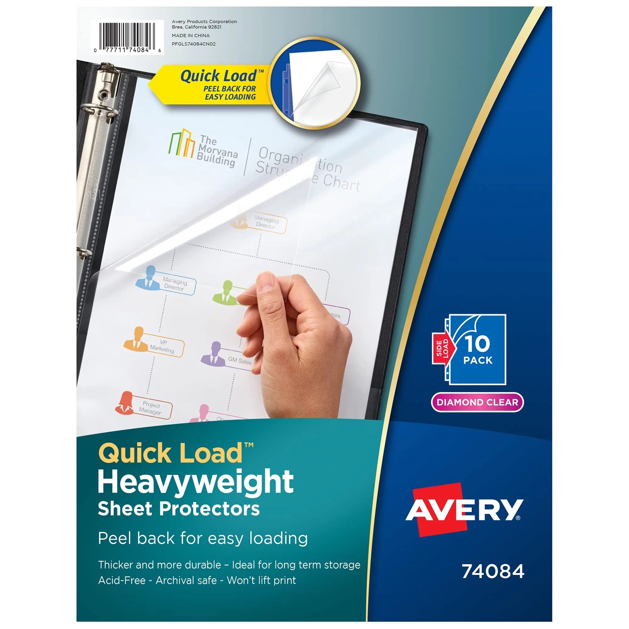 Avery Diamond Clear Quick Load Sheet Protectors 8.5" x 11" (10-Pack) | Top & Side Load for Easy Access — 10-Pack