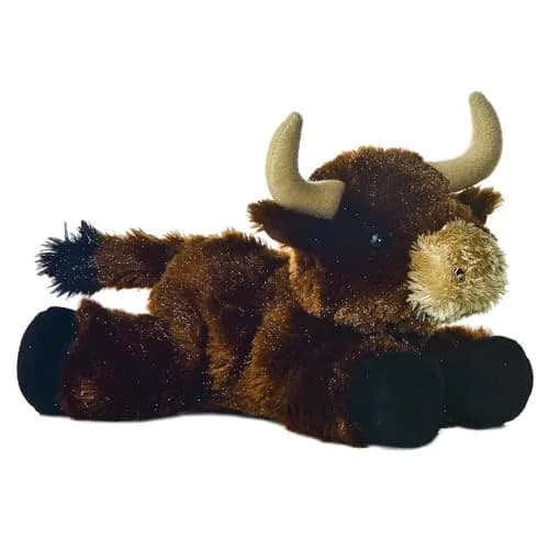 Aurora Mini Flopsie 8 inch (20.32 cm) Brown Toro Plush Toy | ASTM-Tested, Non-Toxic thumbnail 1