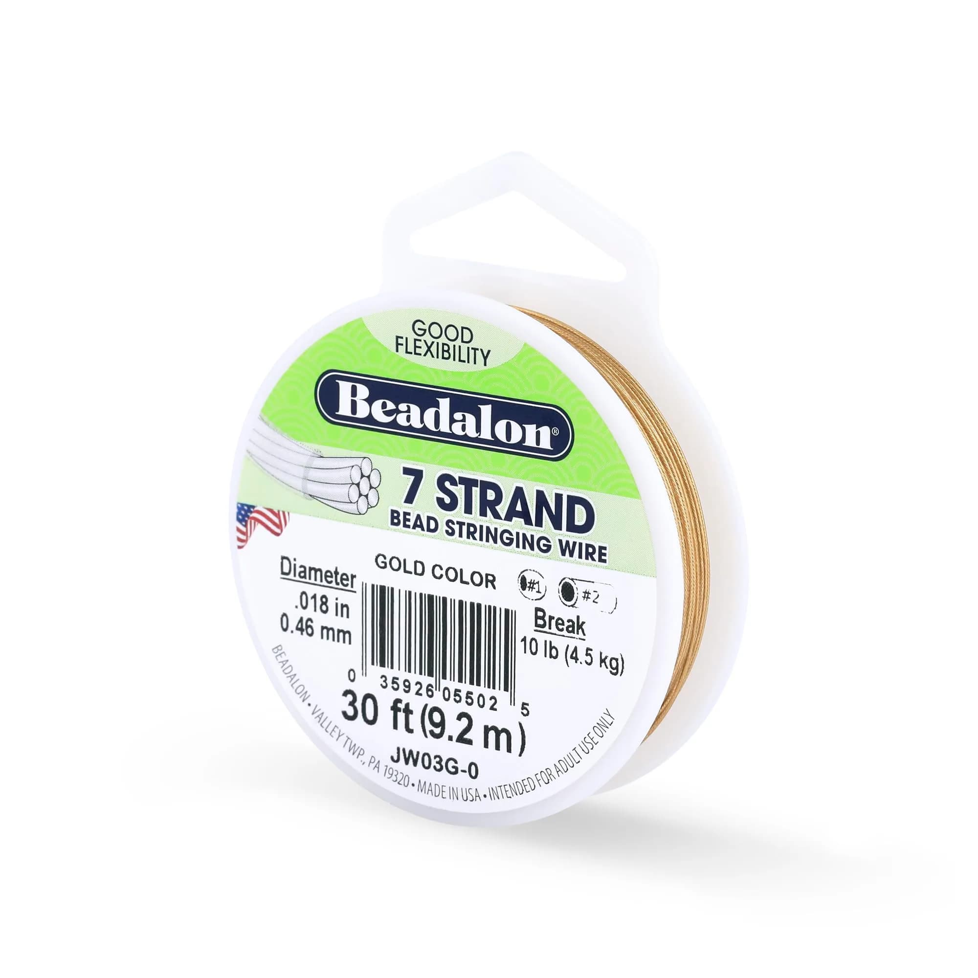 Beadalon 7-Strand Stainless Steel Beading Wire .018 in / 0.46 mm | Durable, Flexible & USA Made for Jewelry - main product image