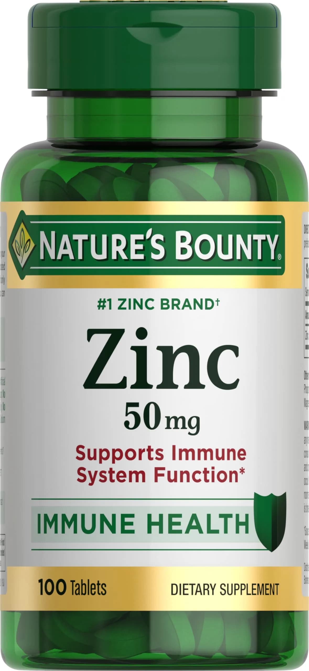 Nature's Bounty Zinc 50mg 100 Count Caplets | Supports Immune System, Skin Health & Antioxidant Function - main product image
