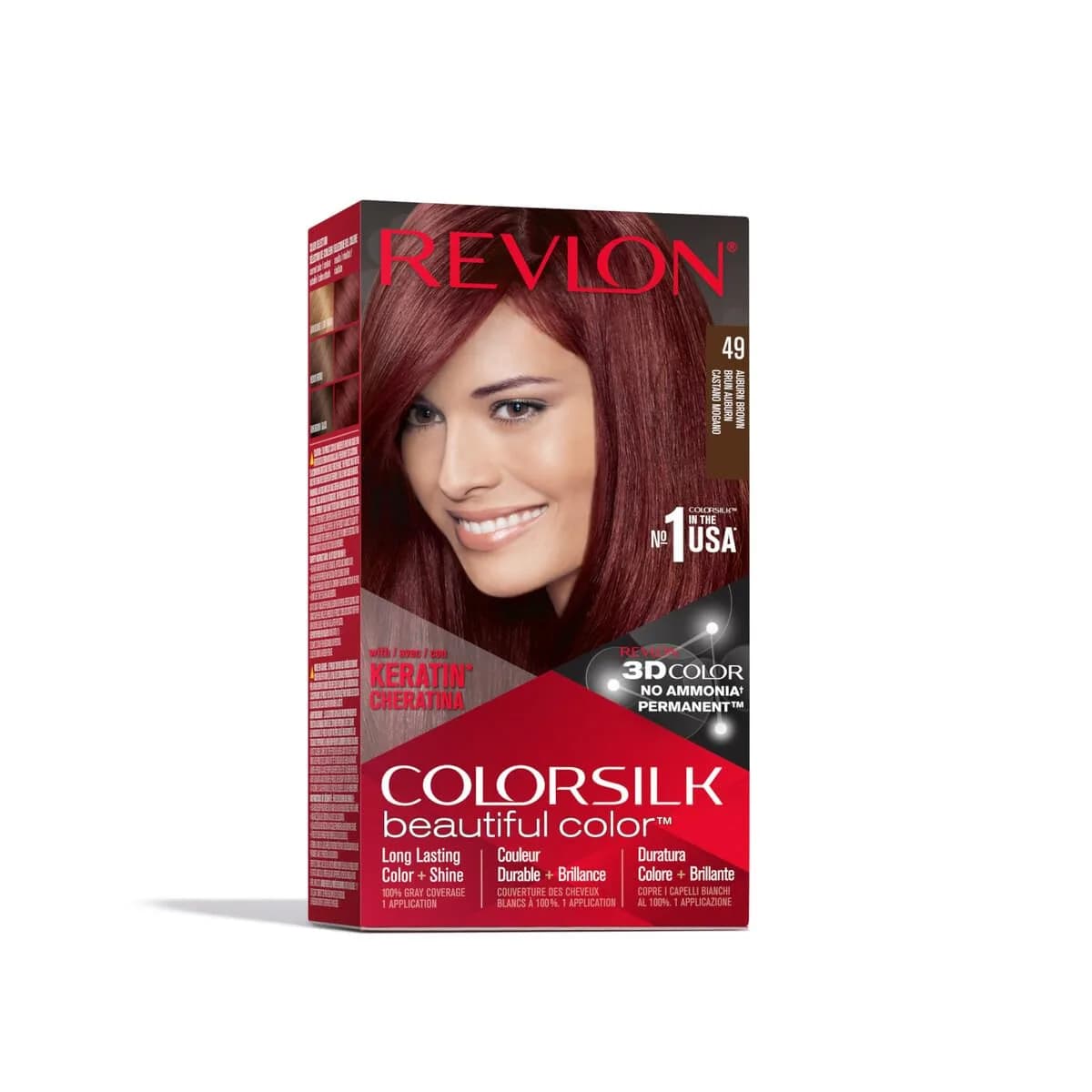 Revlon Colorsilk Beautiful Color Permanent Hair Dye 44 Medium Reddish Brown | Ammonia-Free Gray Coverage — 49 Auburn Brown