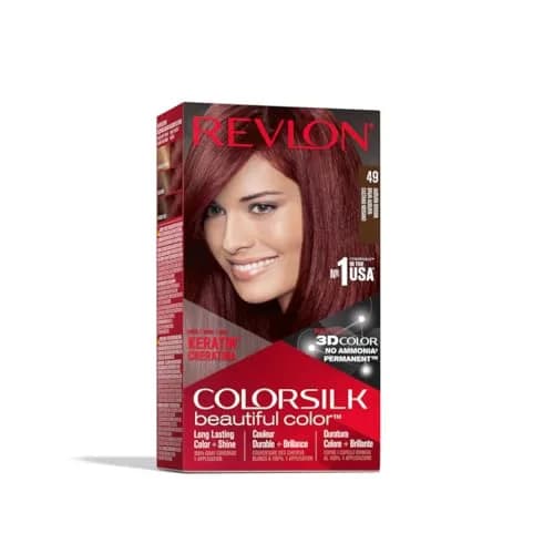 Revlon Colorsilk 49 Auburn Brown Permanent Hair Dye - Ammonia-Free, Keratin, 100% Gray Coverage thumbnail 1
