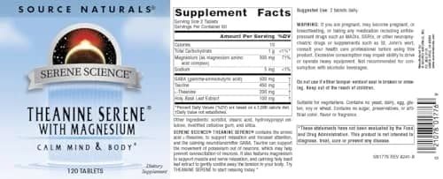 Source Naturals Serene Science Theanine Serene with Magnesium - 120 Tablets | Supports Relaxation & Focus thumbnail 4