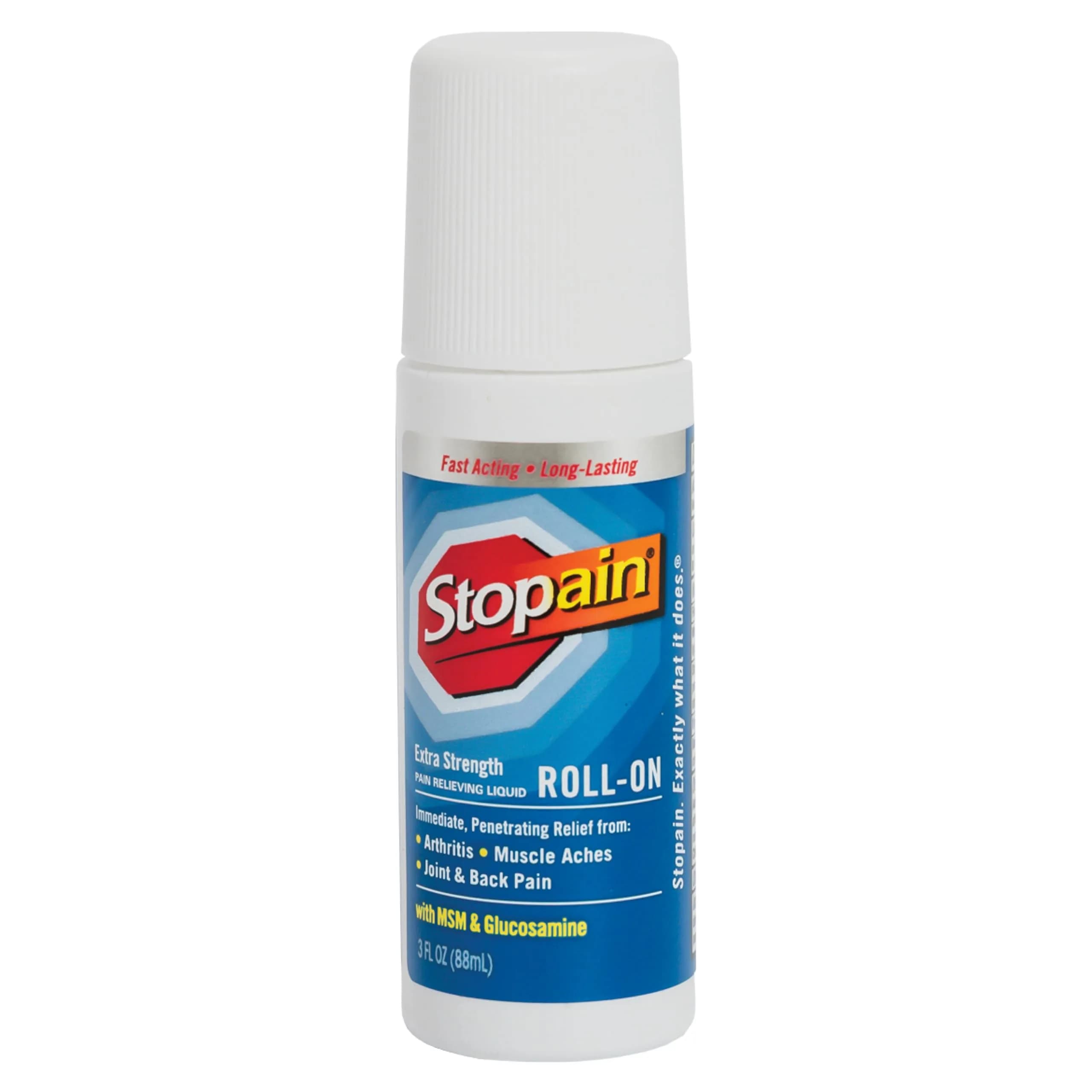 Stopain Pain Relief Roll-On Gel 88.7 ml (3 Fl Oz) | Menthol 8% Topical Analgesic for Arthritis & Muscle Pain