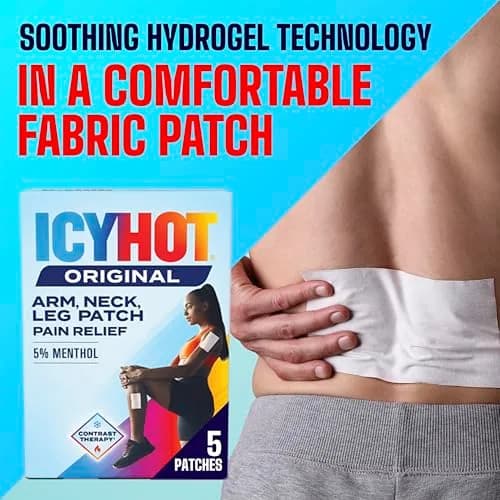 Icy Hot Original Pain Relief Patches Medium Size 5 Count (0.6 oz) | Medication for Backaches, Joints, Muscle Strains and Arthritis thumbnail 8