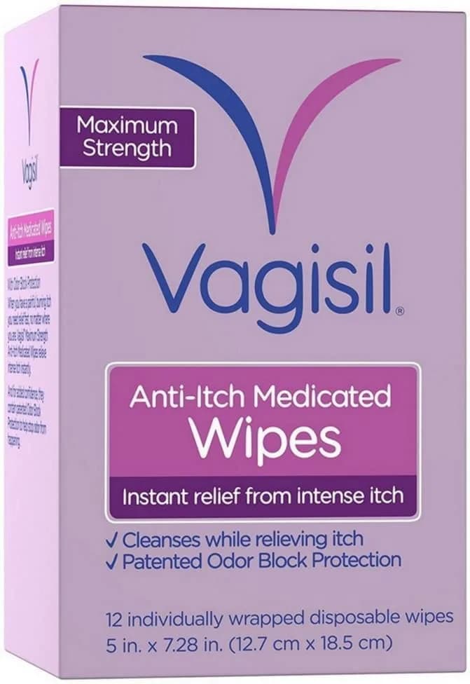 Vagisil Anti-Itch Medicated Feminine Wipes, Max Strength, 12 Wipes (1 Pack) | Fast Relief for Intense Vaginal Itching thumbnail 6