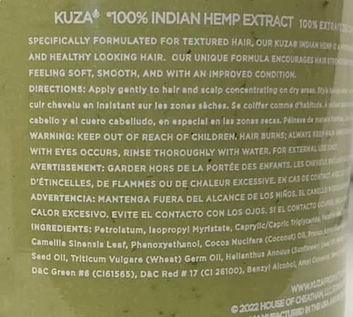 Kuza 100% Indian Hemp Hair & Scalp Treatment 7.7oz (228ml) | Natural Moisturizing Formula for Textured Hair thumbnail 3