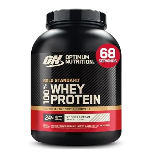 Optimum Nutrition Cookies & Cream protein powder tub Whey concentrate 68 servings