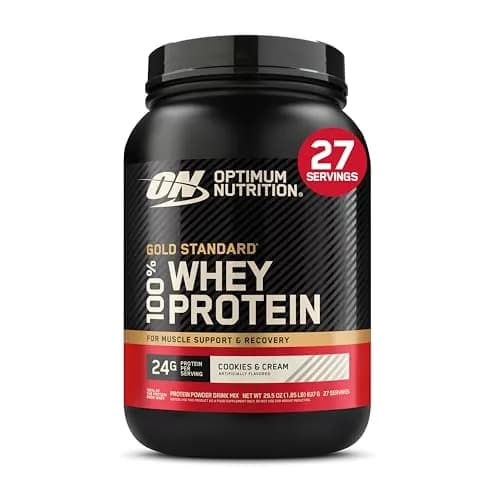 Optimum Nutrition Gold Standard 100% Whey Protein Powder Cookies & Cream 907g (2lb) | High-Quality Protein for Muscle Support thumbnail 1