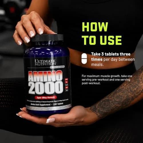 Ultimate Nutrition Amino 2000, Super Whey Formula, BCAA Tablets, 330 Count | Supports Muscle Growth & Recovery thumbnail 5