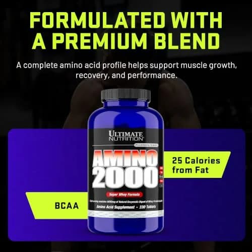 Ultimate Nutrition Amino 2000, Super Whey Formula, BCAA Tablets, 330 Count | Supports Muscle Growth & Recovery thumbnail 3