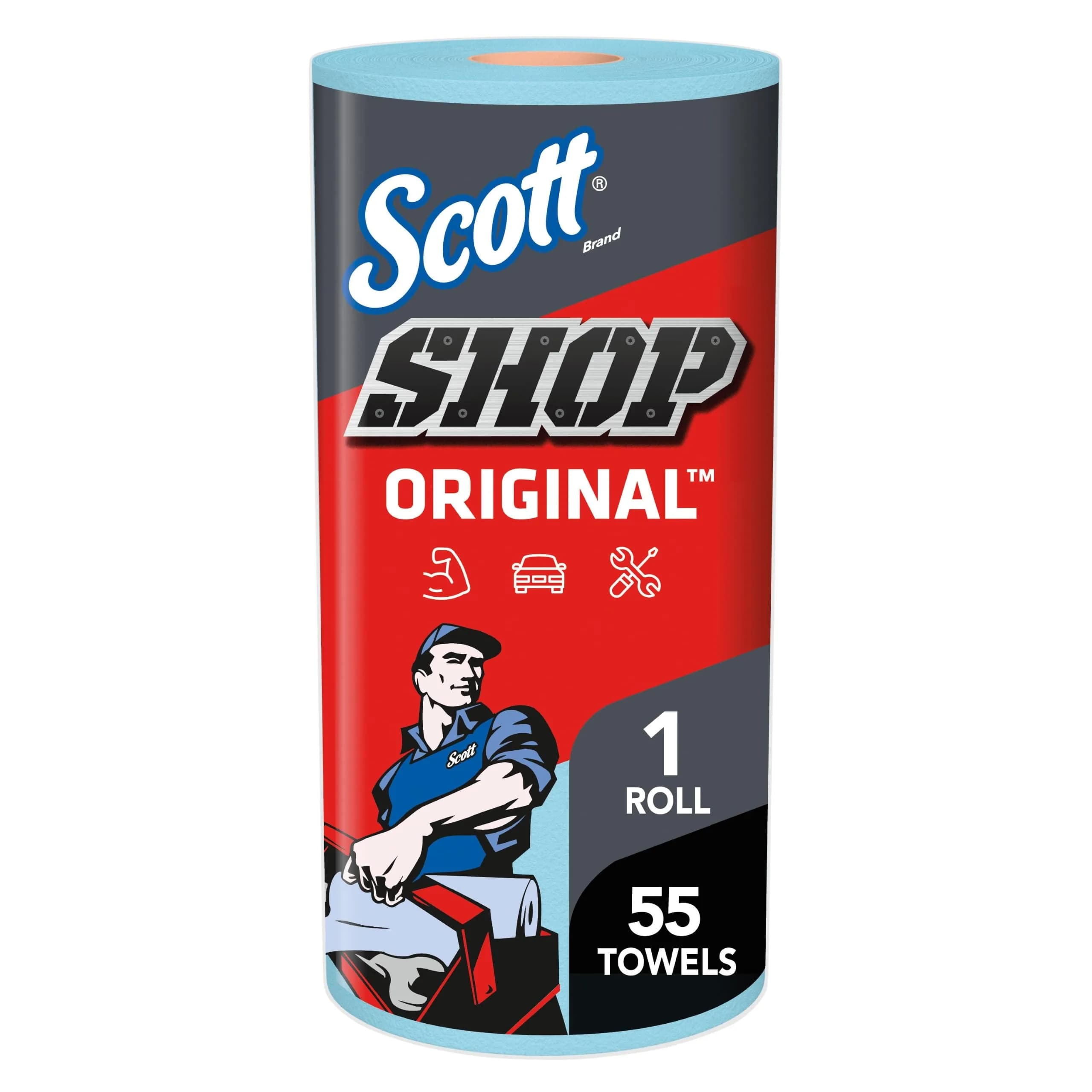Scott Shop Towels Original Blue 10.4" x 11" | 55 Towels/Roll, 30 Rolls/Case - main product image