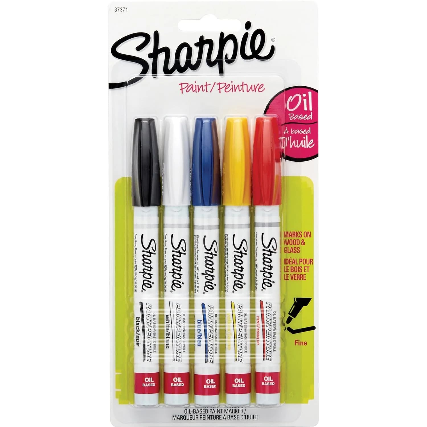 Sharpie Oil-Based Paint Markers Fine Point | Assorted Colors, 5 Pack, Water-Resistant, Quick-Dry, Precise Lines - main product image